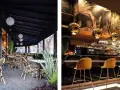 Terraza y barra de bar con decoración tropical. Un lugar ideal donde comer en Zaragoza con estilo.