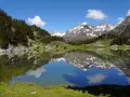 Espectacular reflejo de montañas nevadas y bosques en un lago sereno. Un lugar ideal que ver en el Pirineo Aragonés para conectar con la naturaleza.