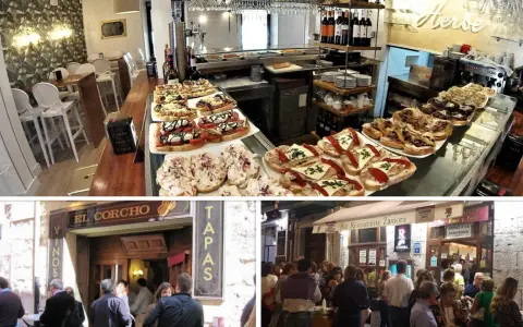 Variedad de tapas y pinchos en Valladolid. El Corcho y Bar Restaurante Zamora son excelentes opciones donde comer en Valladolid.